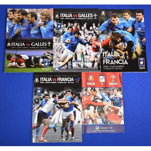 101 - 2001-2013 Italy v Wales & v France Rugby Programmes (5): v Wales 2001, 09 & 11; and v France 2011 & ... 