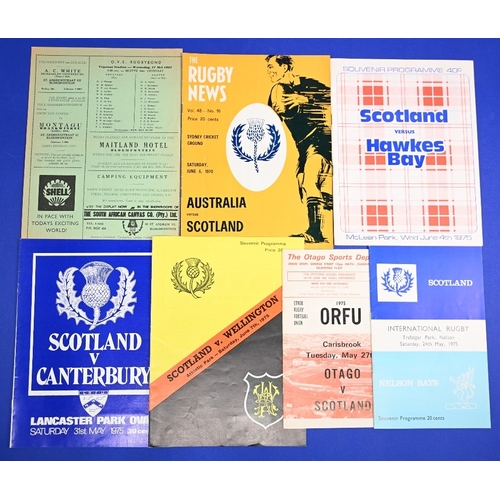 118 - 1967-1975 Scotland in the S Hemisphere Rugby Programmes (7): OFS v Scotland 1967, large green newspa... 