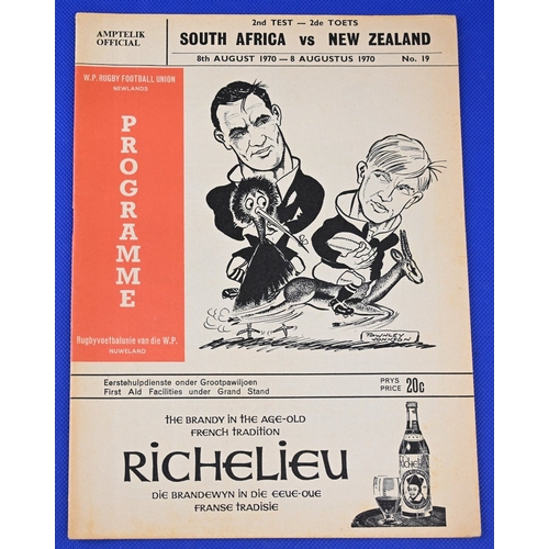 60 - 1970 S Africa v New Zealand 2nd Test Rugby Programme: At Cape Town, official edition, cartoon cover.... 