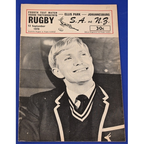 62 - 1970 S Africa v New Zealand 4th Test Rugby Programme: Skipper De Villiers pic to cover of the offici... 