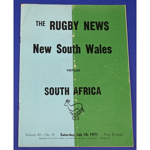 63 - 1971 NSW v S Africa Rugby Programme: Rugby News edition, one fold, otherwise VG
