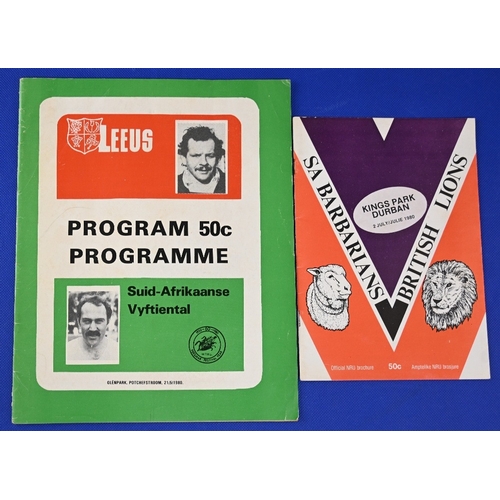 66 - 1980 British & I Lions Rugby Programmes (2): Issues v S African Barbarians and v SA Mixed Race XV, t... 