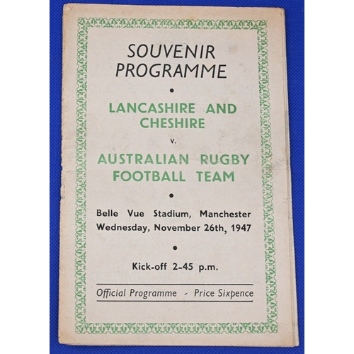 72 - 1947-8 Lancashire & Cheshire v the Australians Rugby Programme:  At Belle Vue, Manchester, 26th Nov ... 