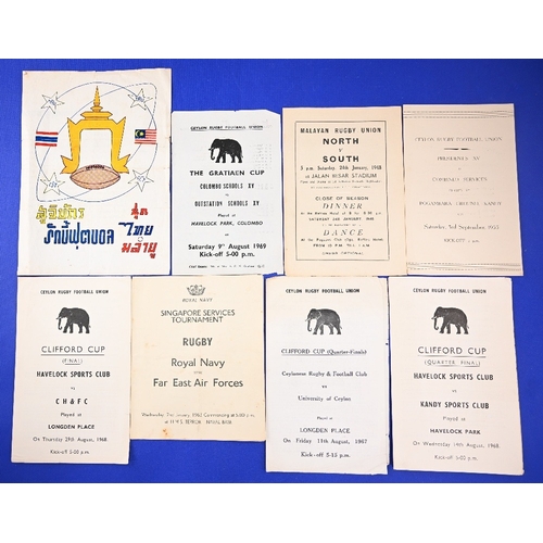 74 - 1948-68 'Far Eastern Exotica' Rugby Programmes (7): Find me another set like this! Malayan RU, North... 