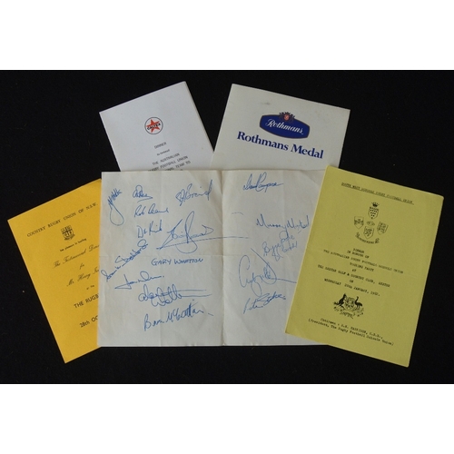 81 - 1978-85 Mostly Australian Interest Rugby Dinner Menus etc (5): VG ACT welcomes the All Blacks 1984, ... 