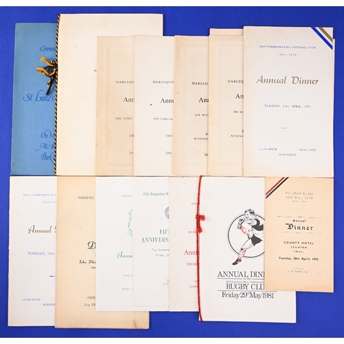 85 - 1953-1980s English Clubs Rugby Dinner Menus (14): Harlequins 62 (2 different dates), 64 & 65, Wasps ... 