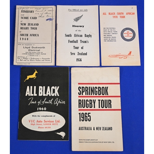 92 - 1956-1970 S Africa & NZ Rugby Itineraries (5): Official SA to NZ 1956; Tobacco Co to NZ & Aus 65; 19... 