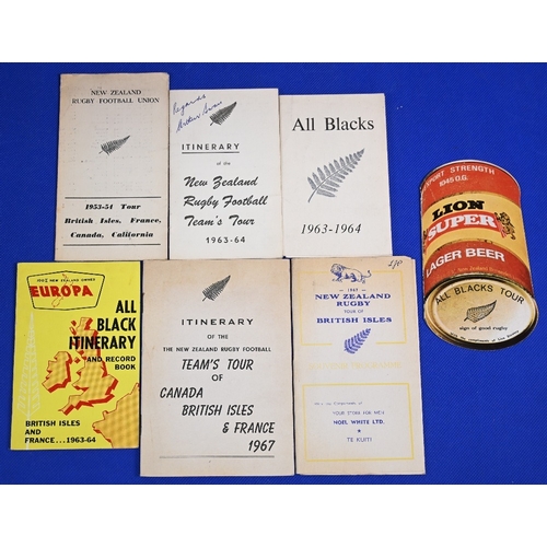 93 - 1953-73 NZ Rugby Tours to the UK etc Itineraries (7): Official 53-4; 63-4: official, signed Arthur S... 