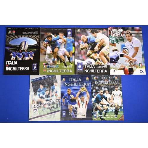 98 - 2000-2016 Italy v England Rugby Programmes (7): Issues from 2000, 04, 06, 12, 14 & 16, plus England ... 