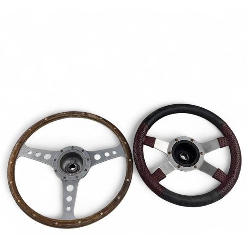 360 - 2x Vintage Car Steering Wheels - a good Simon Green Moto Lita steering wheel with wooden grip - #38c... 