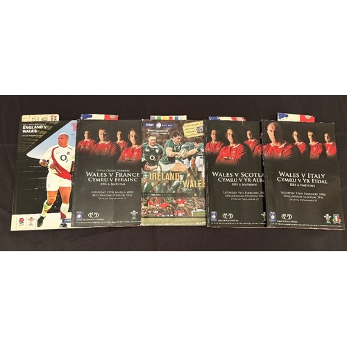 10 - 2008 Wales Grand Slam Rugby Programmes with Tickets (5+): All five matches from this next Grand Slam... 