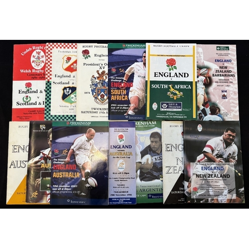 16 - England v Tourists and Special Rugby Programmes (13): v NZ 1967 and 97, v S Africa 92 and 2001; v Au... 