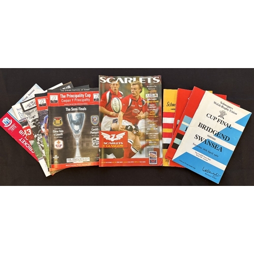 18 - Welsh Clubs etc Rugby Programmes (12): WRU Cup Finals 1980, 81, 82, 85, 88 and 91; joint semi-finals... 