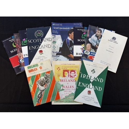 19 - Irish and Scottish International Rugby Programmes etc (10+): Ireland v England 1957 (p/h) and v Wale... 