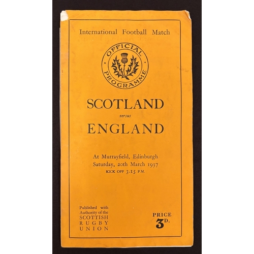 2 - 1937 Scotland v England Rugby Programme: Standard Scottish example across the decades, 8pp inc fine ... 