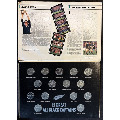 207 - c1990 NZ All Blacks’ Rugby Captains Medal Collection in Album: Full set of captain’s heads medals fr... 