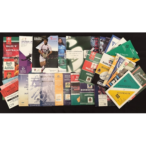 29 - 1984-2019 Australians in the British Isles etc Rugby Programmes (30): 84 v Cardiff; 88 v England; 92... 