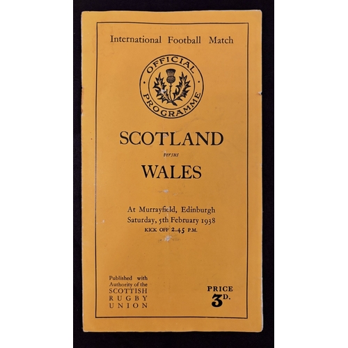 3 - 1938 Scotland v Wales Rugby Programme: Scottish Triple Crown season, usual issue for the visit of Wa... 