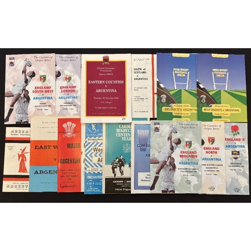 33 - 1976-1996 Argentina in the UK Rugby Programmes (14): 1976 v E Wales, W Wales, Cardiff and Wales; 199... 