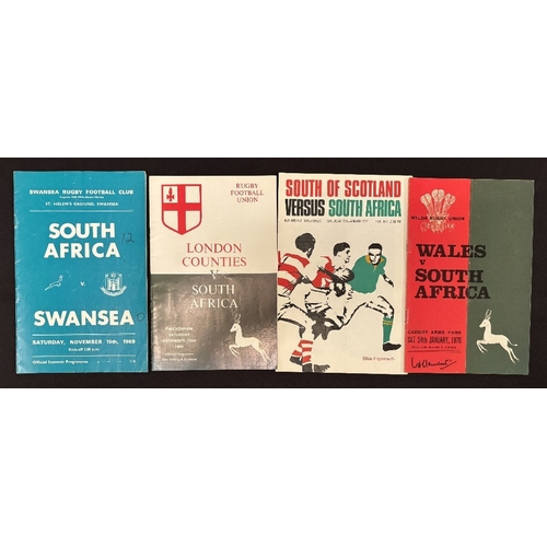 37 - 1969-70 S Africa in the UK Rugby Programmes (4): v Swansea, London Counties, S of Scotland and Wales... 