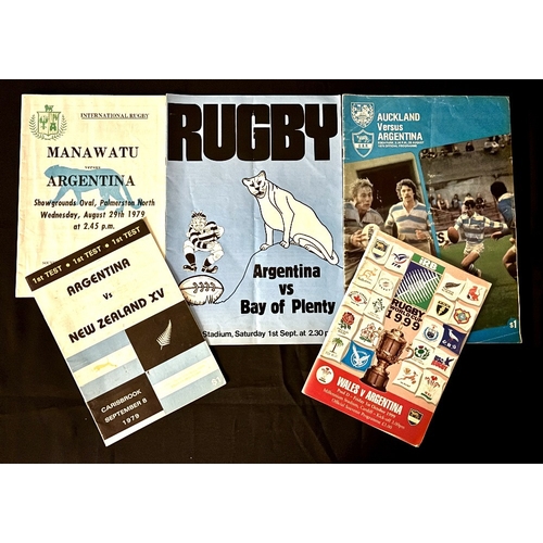 42 - 1979 and 1999 Argentina in NZ and Wales Rugby Programmes (5): 79 in NZ v Manawatu, Auckland, Bay of ... 