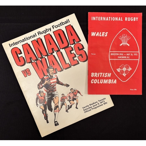 5 - 1973 John Bevan - signed Wales in Canada Rugby Programmes (2): Both autographed by their former owne... 