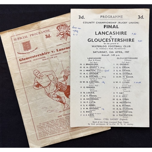 52 - 1947 English County Championship Final Rugby Programmes (2): Both issues, for the original 8-all dra... 