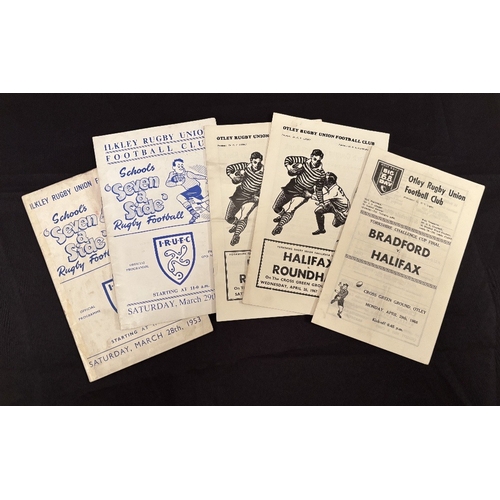 6 - 1950s/60s Yorkshire Rugby Programme Quintet (5): Yorkshire RU Challenge Cup Finals, Halifax v Roundh... 