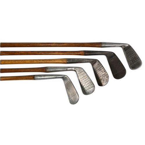 13 - 5x Assorted Gibson of Kinghorn Golf irons incl Ben Sayers North Berwick anti shank medium iron, Jame... 