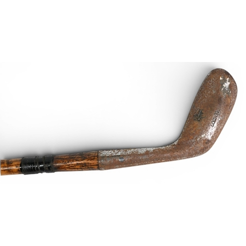 14 - Unusual Myles of Scotland Patent heavily round backed short head driving iron stamped Rexor - stampe... 