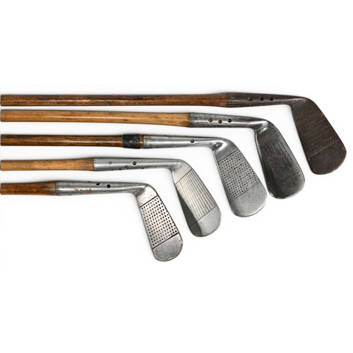 3 - 5x Flanged soled Maxwell model Golf irons incl Anderson driving iron, Halley mashie, St Andrews Golf... 