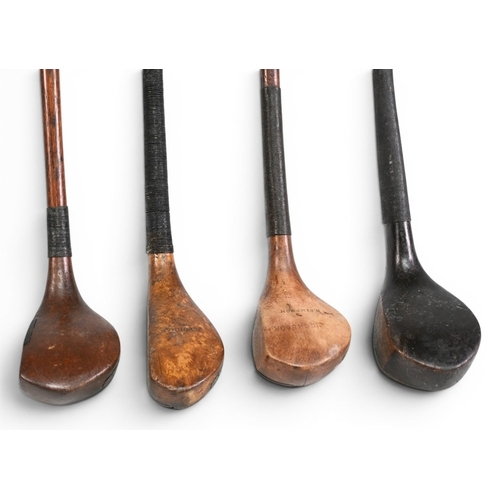 35 - 4x Left Hand scared neck woods incl a long nose stamped R Forgan with POWF in golden beechwood with ... 