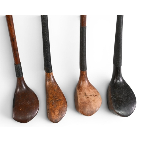 35 - 4x Left Hand scared neck woods incl a long nose stamped R Forgan with POWF in golden beechwood with ... 