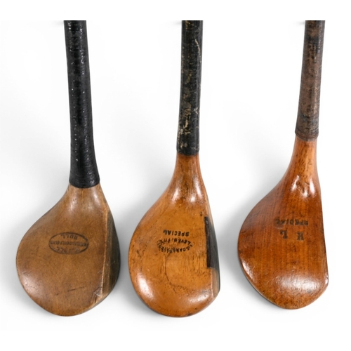 51 - 3x Small head scared neck brassies by maker’s W Dell, J Carstairs of Leven with central black face i... 