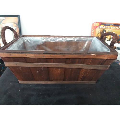 236 - Wood Planter with Roped Handles