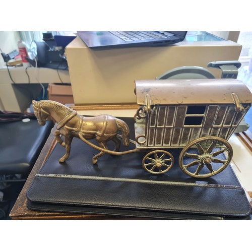 10d - Large Brass Horse & Cart