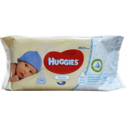 66 - Huggies Pure Baby Wipes 56's