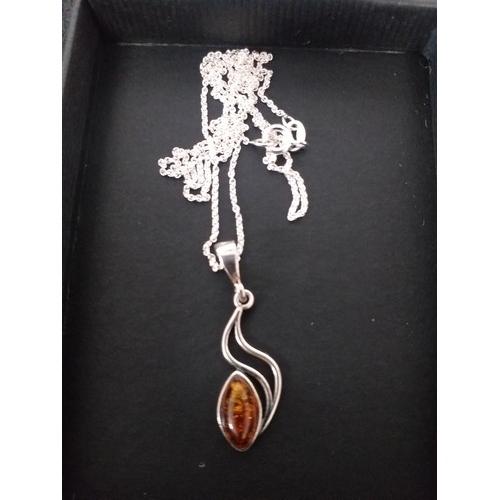 82 - cognac amber squiggle pendant 18