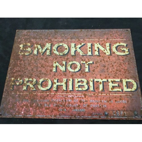 168 - Large vintage no smoking tin sign original not reproduction