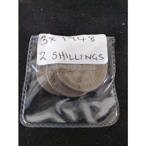 150 - Vintage coin 3 x 1948 2 shillings