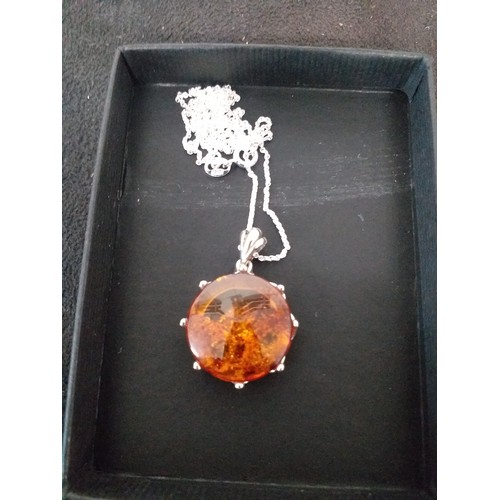 249 - Cognac amber crown pendant with 18