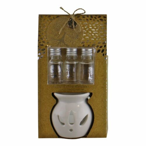 120 - Ceramic Oil Burner With 3 Bottles of Sandalwood Fragranced Oil