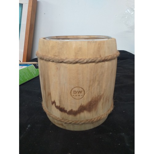 263 - Wooden barrel candle holder