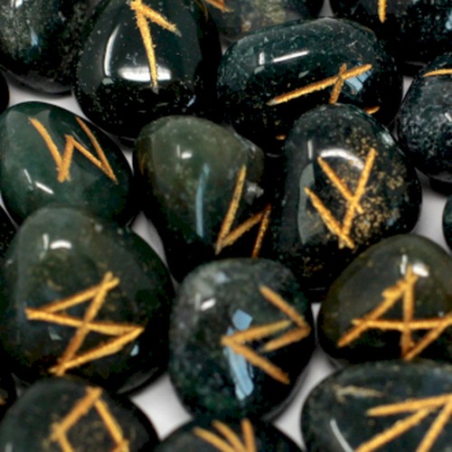 80 - Runes Stone Set in Pouch - Bloodstone