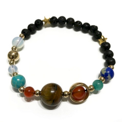 150 - Lava Stone Bracelet - Gold Solar System