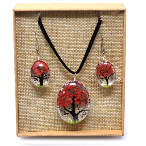 173 - Pressed Flowers - Tree of Life set - Coral