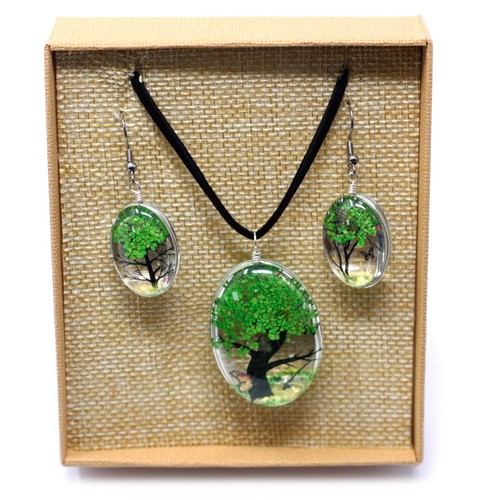 175 - Pressed Flowers - Tree of Life set - Green