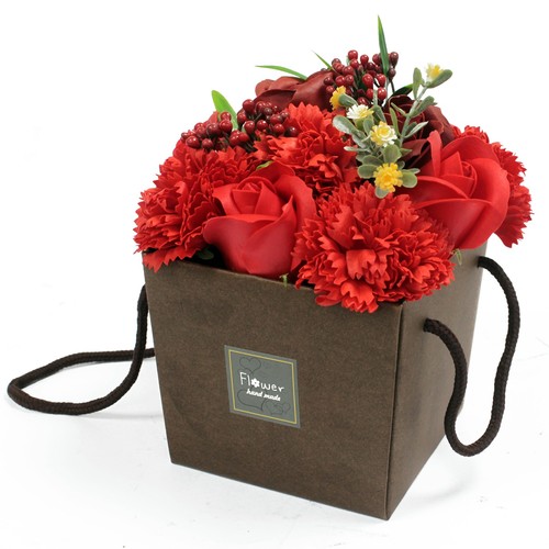 199 - Soap Flower Bouquet - Red Rose & Carnation