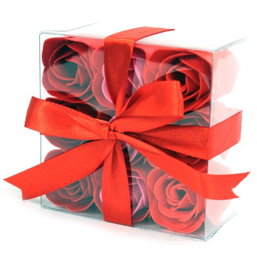 198 - Set of 9 Soap Flowers - Red Roses