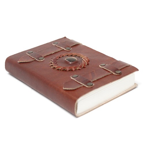 402 - Leather Tigereye with Belts Notebook (6x4